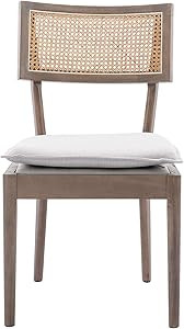 QUINJAY Rattan Farmhouse Dining Chairs, Linen French Country Dining Chairs with Hollow Back, Doub... | Amazon (US)