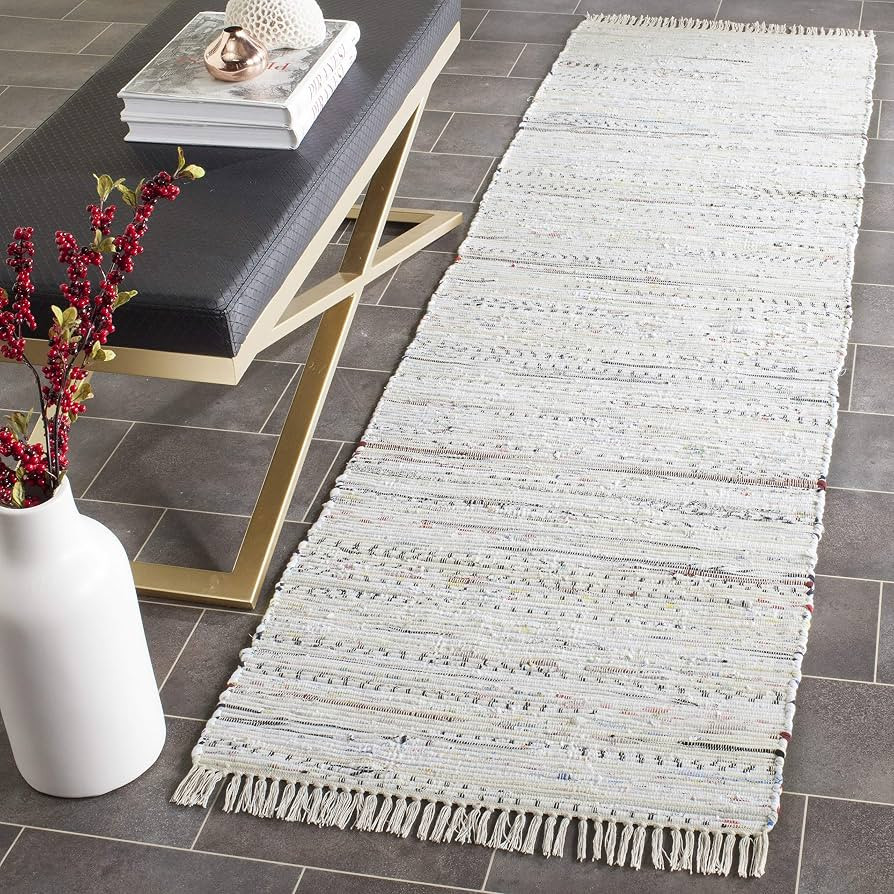 SAFAVIEH Rag Rug Collection Runner Rug - 2'3" x 8', Ivory & Multi, Handmade Boho Stripe Cotton, I... | Amazon (US)