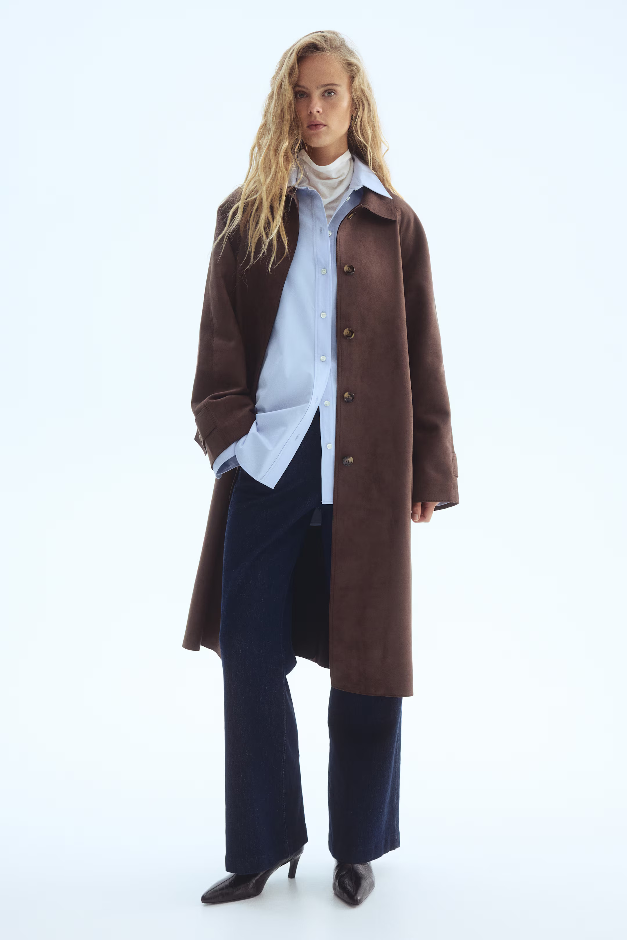 Tie-belt coat - Dark brown - Ladies | H&M GB | H&M (UK, MY, IN, SG, PH, TW, HK)
