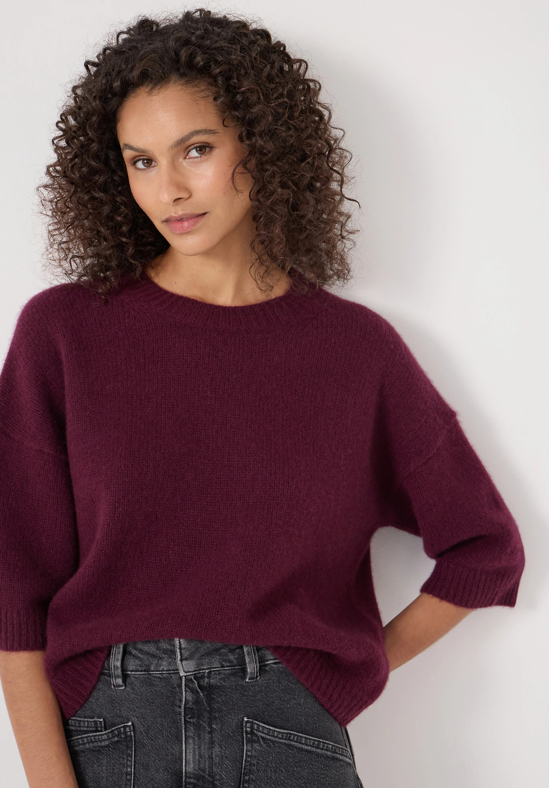 Short Sleeve Chunky Cashmere Tee | Hush UK