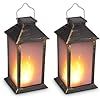13" Vintage Style Solar Powered Candle Lantern(Metallic Coating Black,Plastic),Solar Garden Light... | Amazon (US)