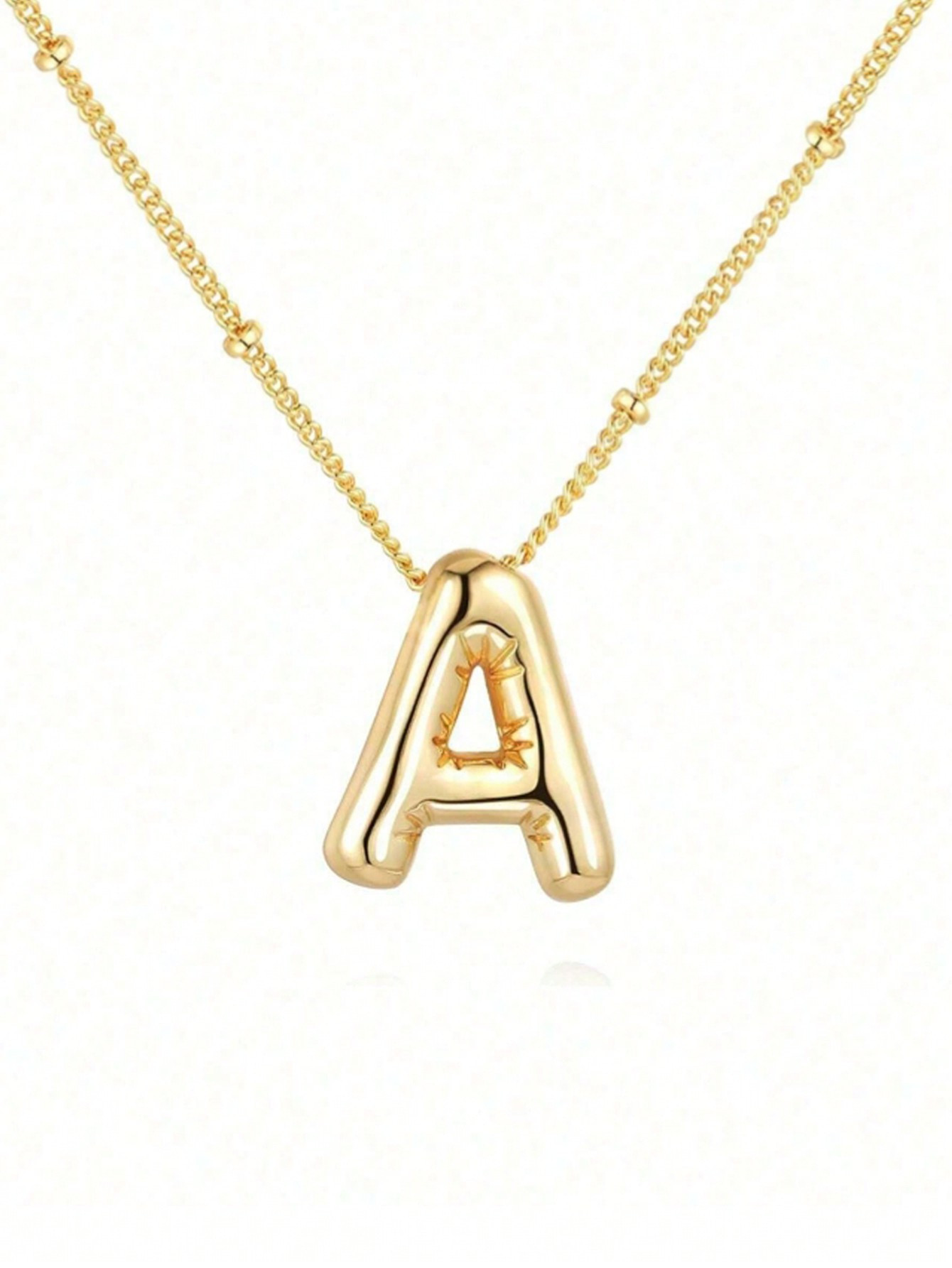 Collar con colgante de letra inicial grueso en forma de burbuja de globo de aleación de cobre y ... | SHEIN