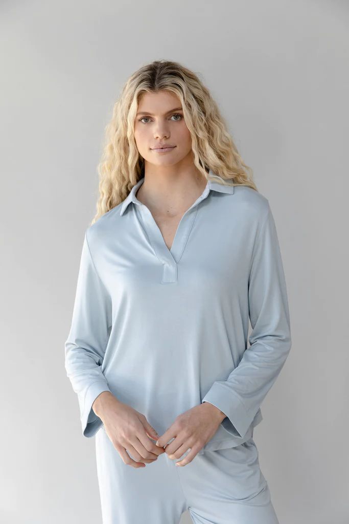 Stretch Knit Bamboo Long Sleeve Polo | Cozy Earth