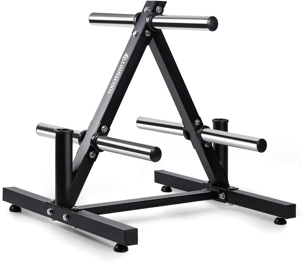 LIONSCOOL 2-Inch Olympic Weight Plate Tree and 2 Barbell Holders, Bumper Plate Storage Rack with ... | Amazon (US)