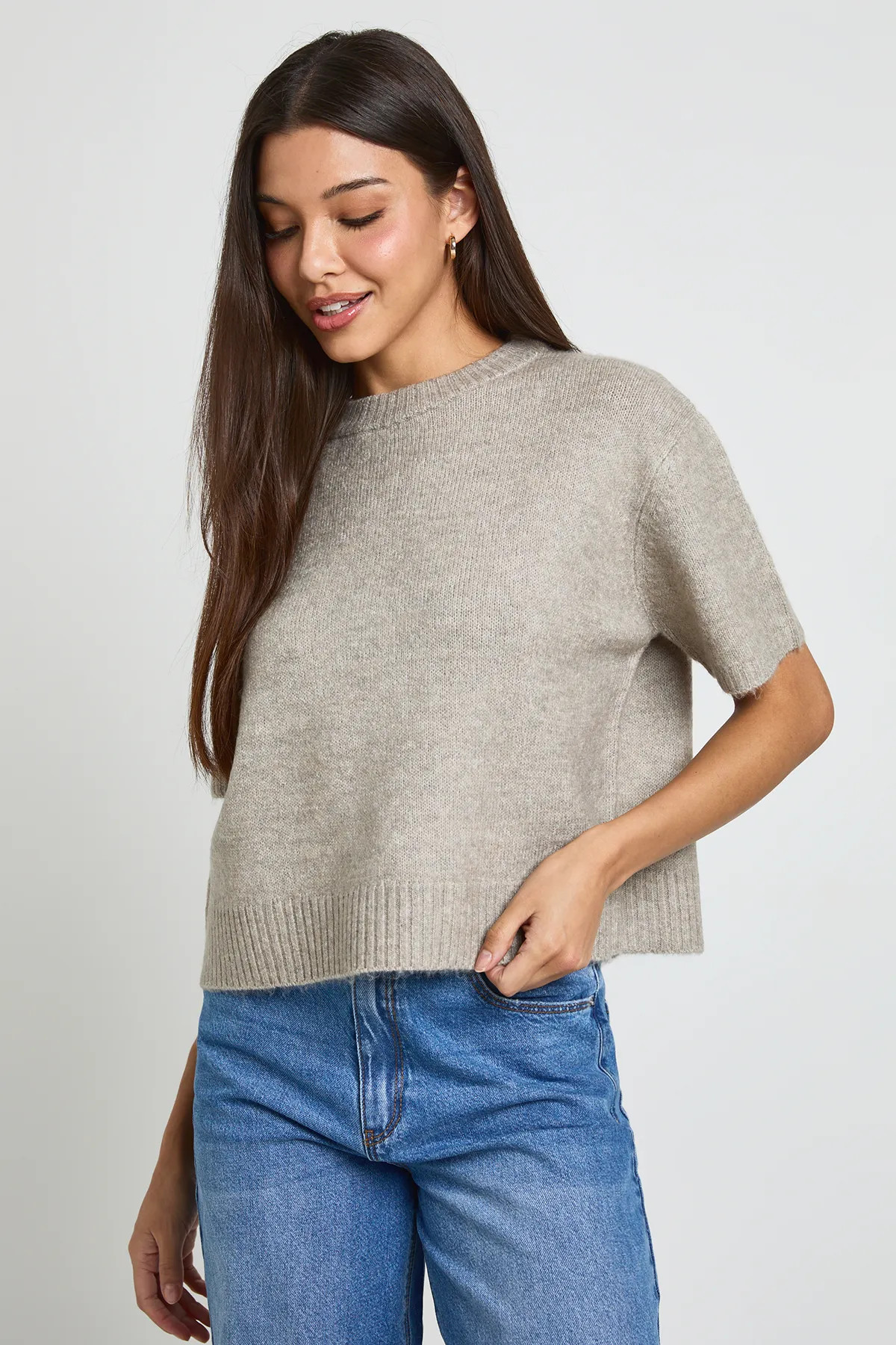 boohoo Women's Oversized Knitted Top in Taupe | Size: Small | Boohoo.com (UK & IE)