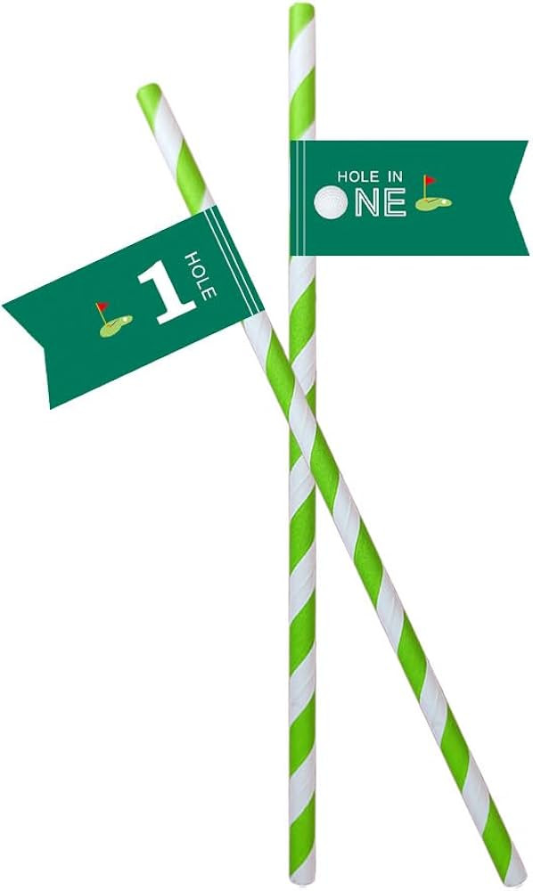 Golf Themed Birthday Party Straw Decor, 20 PCS Hole In One 1st Birthday Disposable Paper Cocktail... | Amazon (US)
