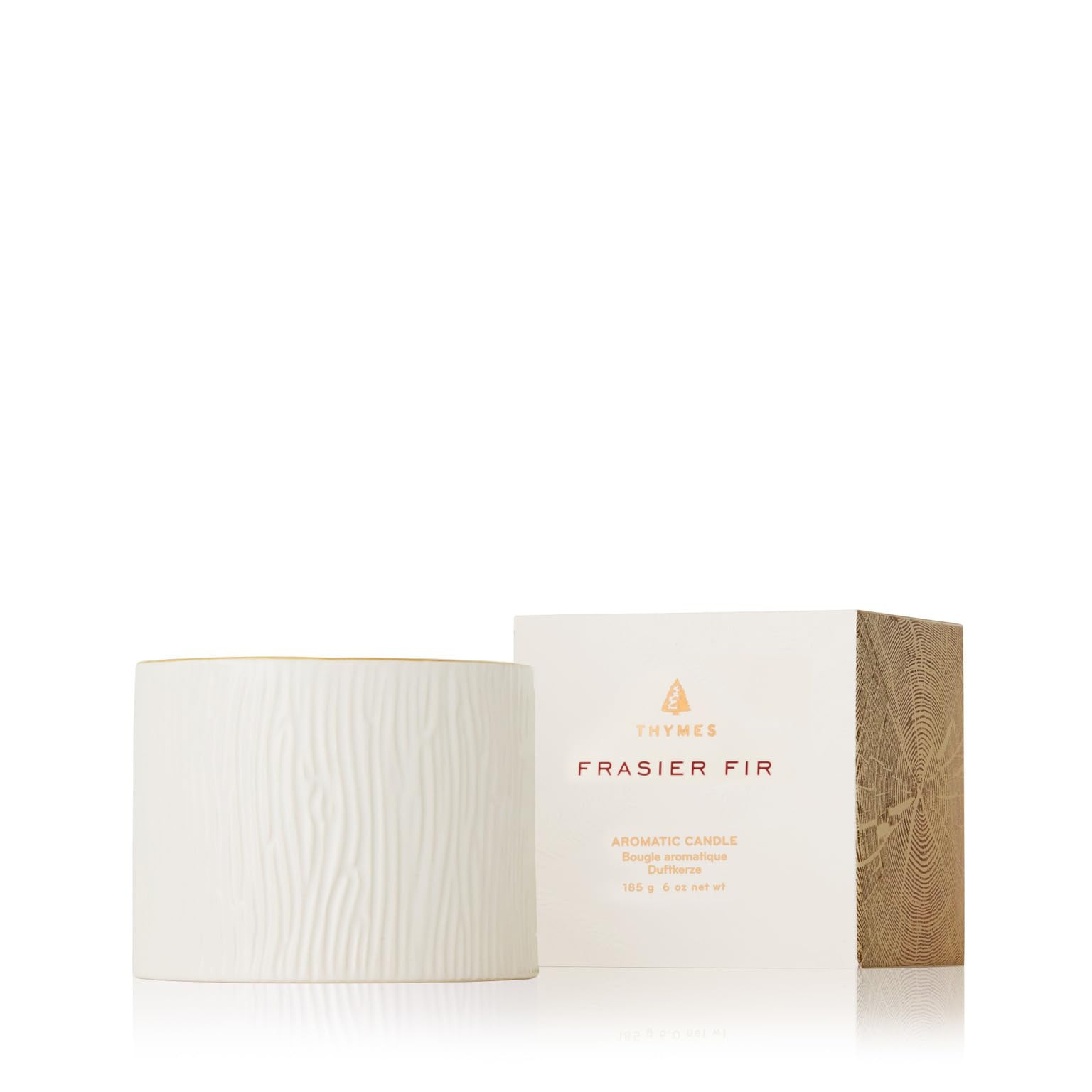Thymes Frasier Fir Candle - Gilded Collection - Wood Grain Ceramic Design with 24-Karate Gold Rim... | Amazon (US)