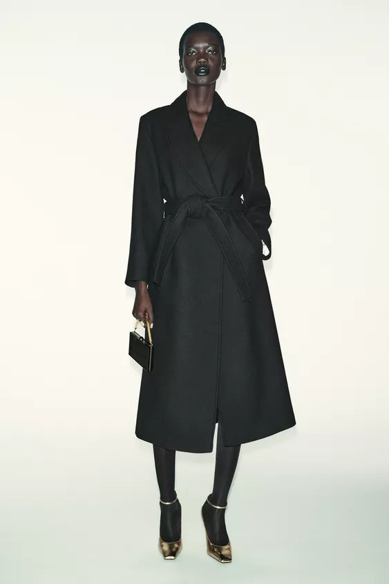 LONG BELTED WOOL COAT | Zara US