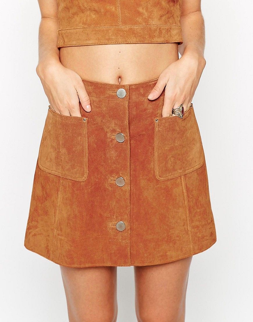 ASOS co-ord Suede A-Line Skirt With Button Through And Pocket Detail | ASOS UK