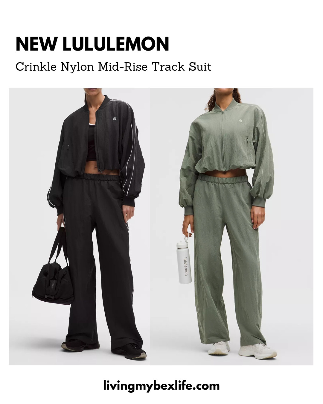 NEW LULULEMON 

The perfectly cropped full-zip jacket and relaxed-fit track pant you've been waiting for! 

Crinkle Nylon Track Jacket *Wordmark and Crinkle Nylon Track Pant *Wordmark in colors Black/White and Willow Leaf/Fog Green.  

 #LTKActive #LTKU #LTKTravel