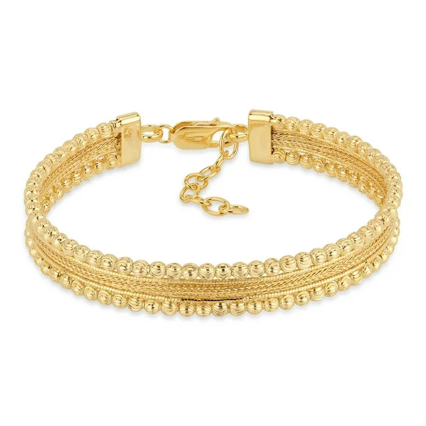 18k Gold over Sterling Silver 10mm Beaded Frame Bracelet 7.5 Inches - Walmart.com | Walmart (US)