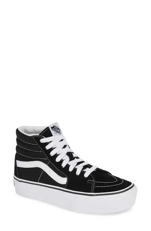 Vans Sk8-Hi Platform Sneaker in Black/True White at Nordstrom, Size 9 Women's | Nordstrom