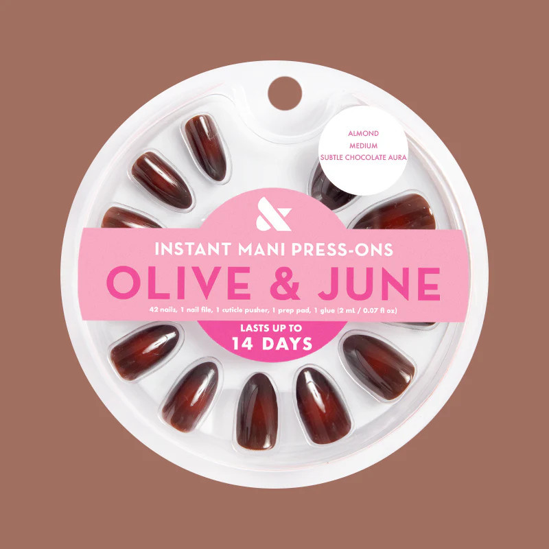 Subtle Chocolate Aura - Press-On | Medium | Almond | Olive & June