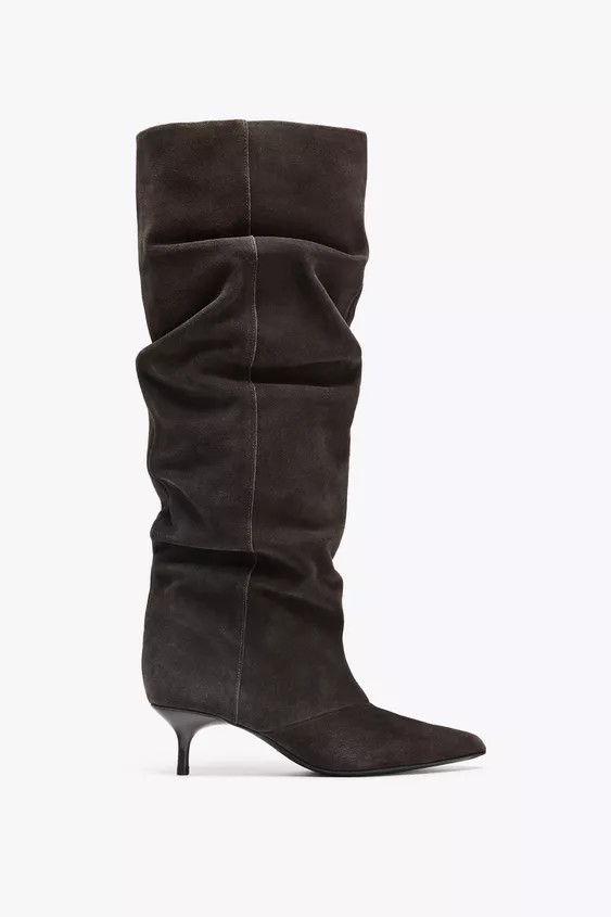 SUEDE KITTEN HEEL BOOT | Zara US