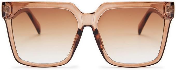 FEISEDY Womens Oversize Square Boyfriend Style Horned Rim Thick Plastic Sunglasses B2585 | Amazon (US)