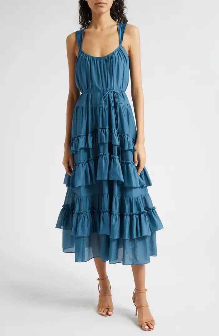 Cinq à Sept Kandra Ruffle Tiered Cotton & Silk Blend Dress | Nordstrom | Nordstrom