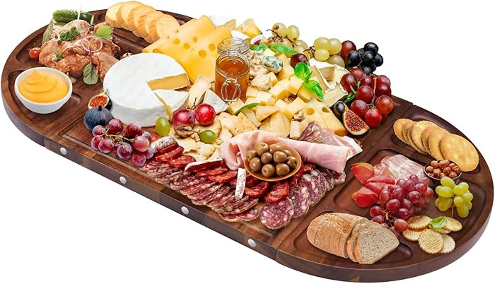NiHome Magnetic Acacia Wood Charcuterie Board Large 26”x13” Cheese Board Splice Serving Board... | Amazon (US)