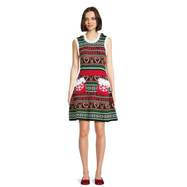 No Boundaries Juniors Santa’s Favorite Dress with Hood, Sizes XS-3XL | Walmart (US)
