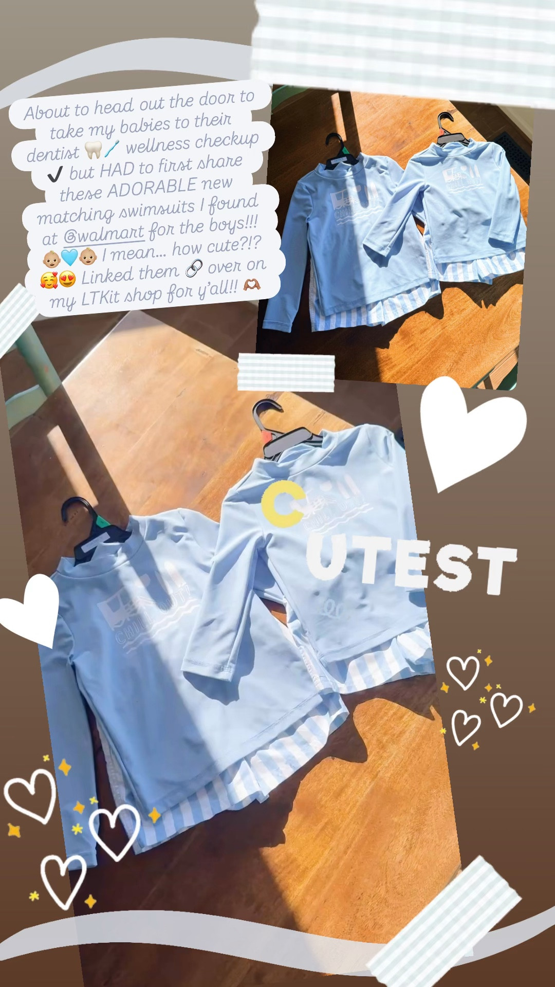 About to head out the door to take my babies to their dentist 🦷🪥 wellness checkup ✔️ but HAD to first share these ADORABLE new matching swimsuits I found at @walmart for the boys!!! 👶🏼🩵👶🏼 I mean… how cute?!? 🥰😍 Linked them 🔗 over on my LTKit shop for y’all!! 🫶🏽 

#LTKBaby #LTKKids