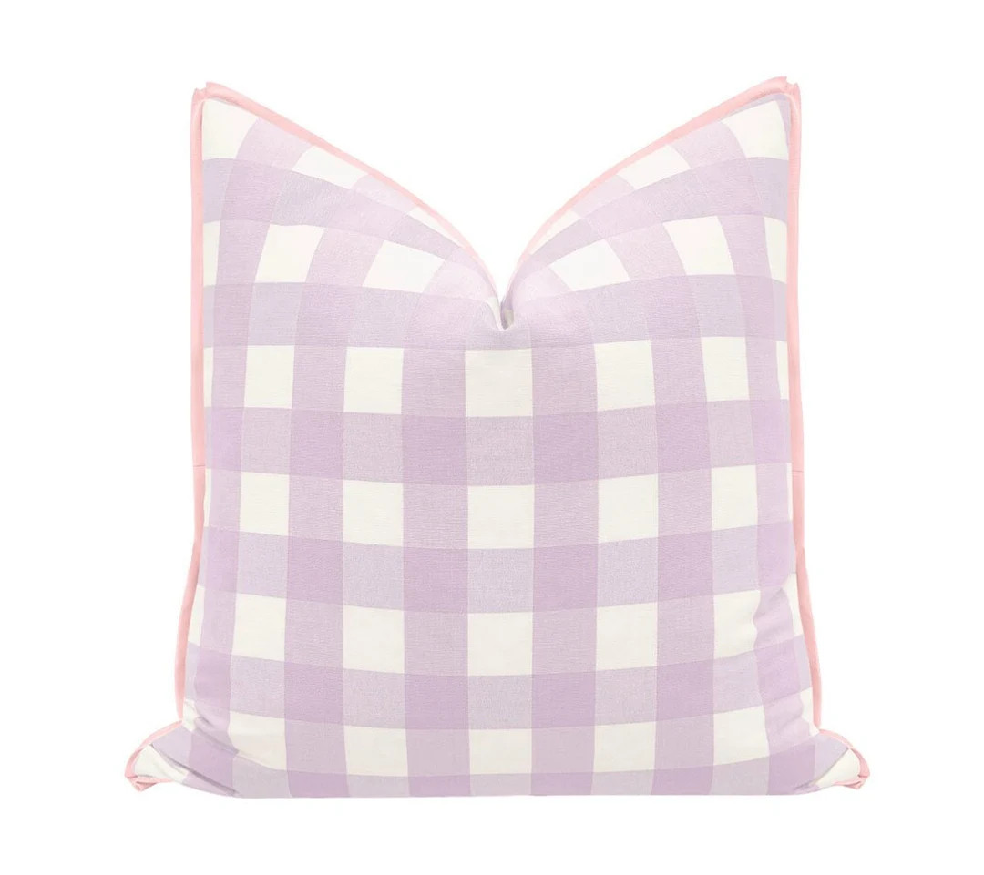 Charleston Check // Lavender with Butterfly Flange COVER ONLY | flange pillow | designer pillow |... | Etsy (US)