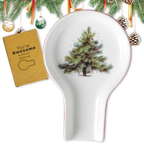 Spoon Rest for Stove Top - Christmas Spoon Rest for Kitchen Counter Christmas Tree Embossment Gift Box Ready Kitchen Decor Farmhouse | Amazon (US)