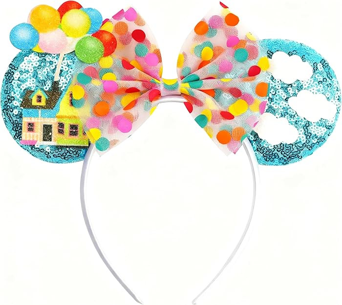 Mouse Ears，Blue Balloon Hut Sequin Ears Headband for Adults and Other Lovely Users,Cute Headban... | Amazon (US)