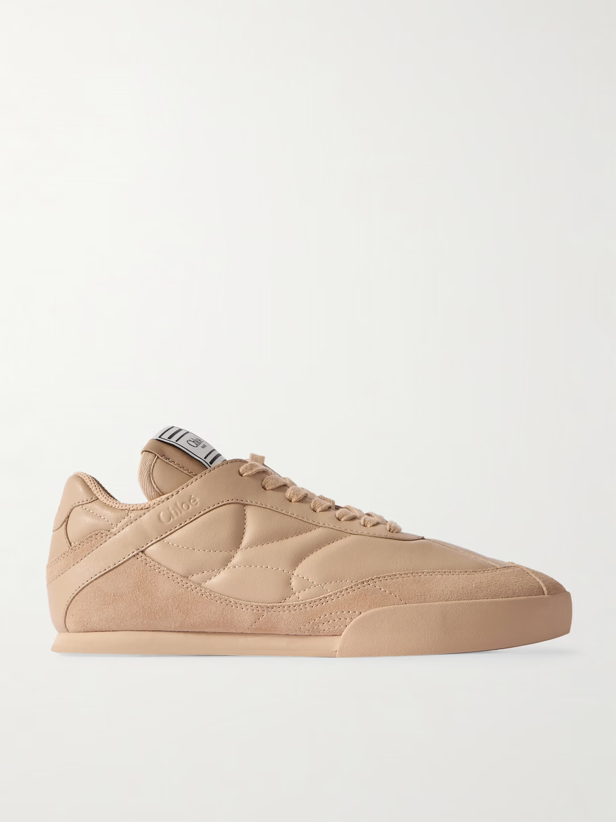 Chloé - Kick Suede-trimmed Quilted Leather Sneakers - Neutrals | NET-A-PORTER (US)