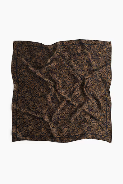 H & M - Printed Silk Scarf - Brown | H&M (US + CA)