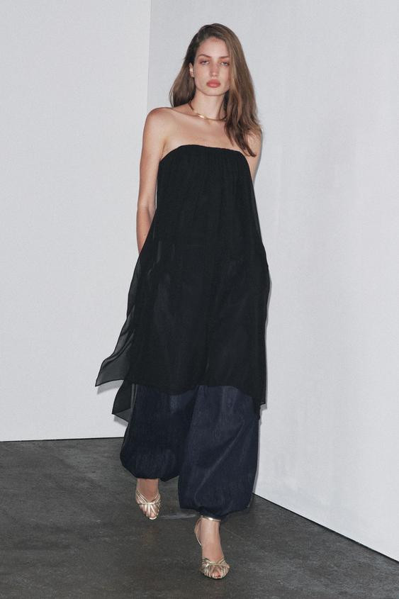 ZW COLLECTION STRAPLESS LONG TOP | Zara US