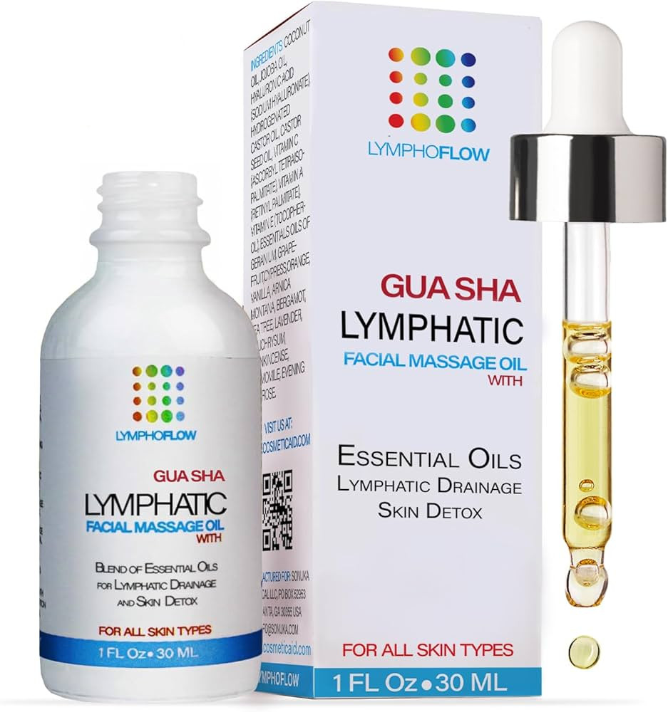 Facial Lymphatic Drainage Oil for Gua Sha Facial Tools, Lymphatic Drainage Massager Face with Joj... | Amazon (US)