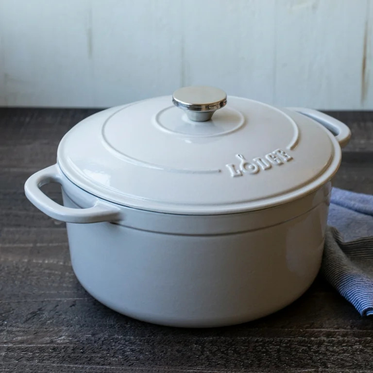 Lodge Cast Iron 5.5qt Oyster White Enameled Dutch Oven | Walmart (US)