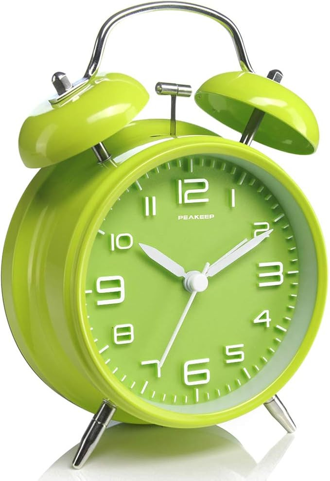 Peakeep 4 Inches Twin Bell Loud Alarm Clock for Heavy Sleepers, Battery Operated Old Fashioned Al... | Amazon (US)