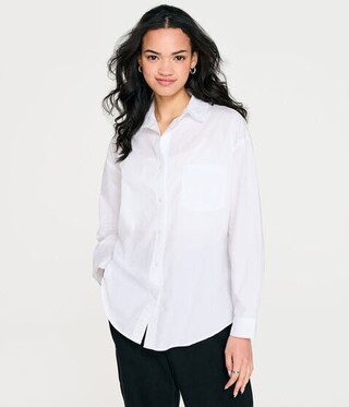 Long Sleeve Oversized Poplin Button-Down Shirt | Aeropostale