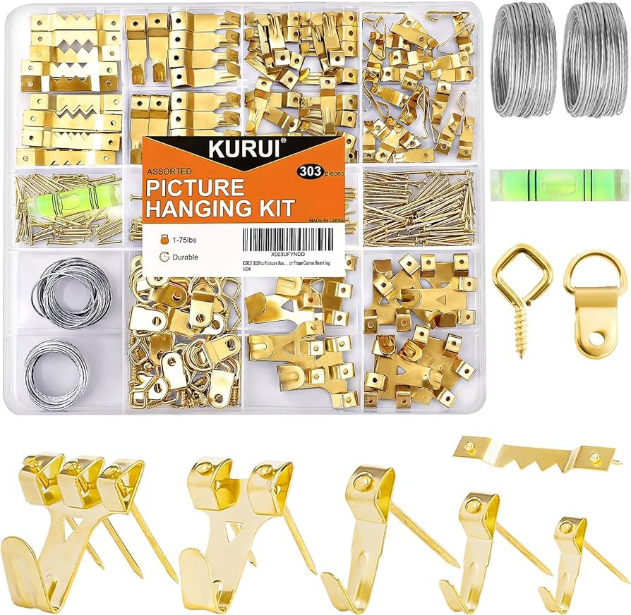 KURUI 303Pcs Picture Hanging Kit, Picture Hangers Assorted Kit with Heavy Duty Picture Hanging Ho... | Amazon (US)