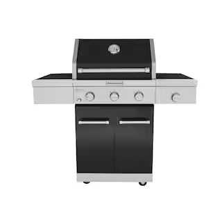 3-Burner Propane Gas Grill in Black with Ceramic Sear Side Burner | The Home Depot
