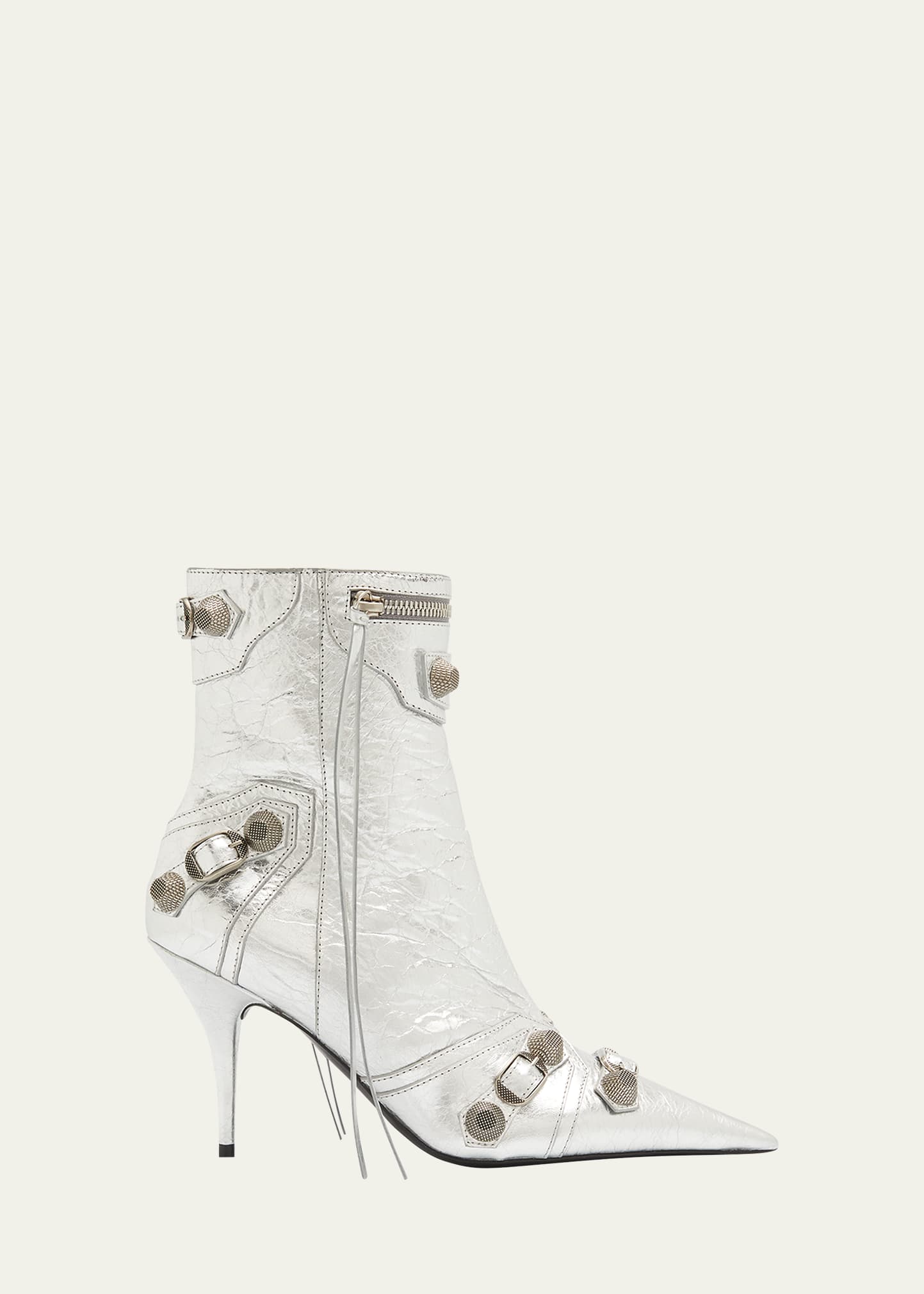 Balenciaga Cagole Metallic Buckle Zip Ankle Booties | Bergdorf Goodman