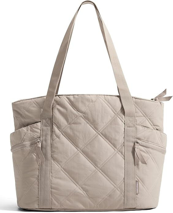 BAGSMART Crush Tote Bag for Women, 20L Puffer Work Tote with Zipper, Travel Essentials Quilted Nu... | Amazon (US)