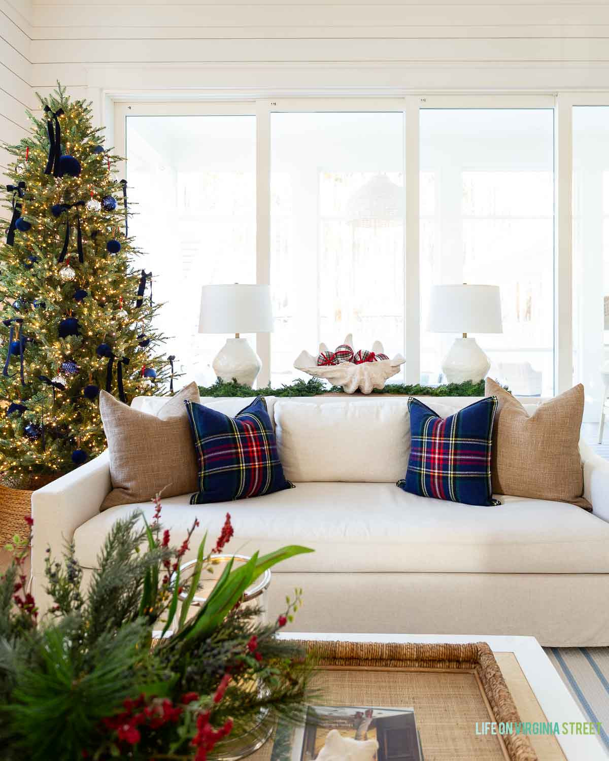 Ralph Lauren style Christmas decor //  Classic living room holiday decor // plaid Christmas style 

 #LTKHoliday #LTKSeasonal #LTKHome