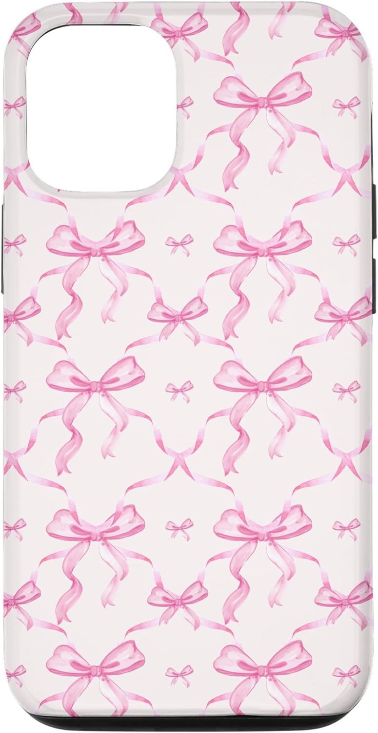 iPhone 14 Pro Aesthetic Pink Ribbons and Bows in Watercolor Case | Amazon (US)
