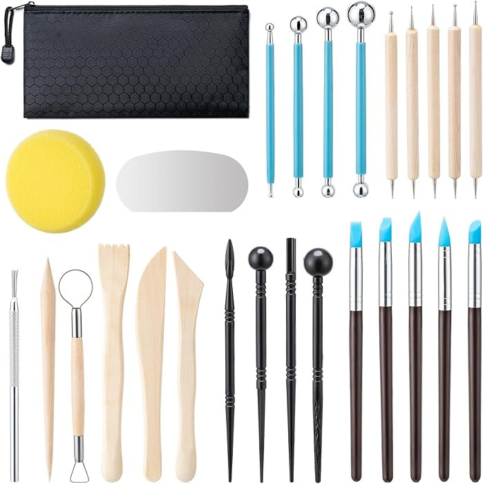Amrules 27 Pcs Polymer Clay Sculpting Tools Kit for Adults, Light Yellow | Amazon (US)