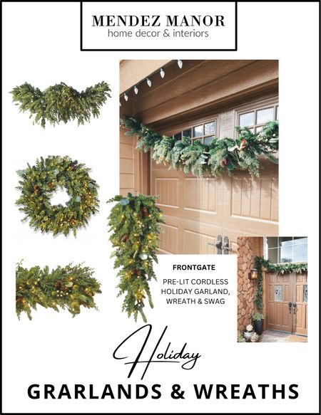 My holiday garland collection is on sale at Frontgate for #cybermonday! Love the quality on this pre-lit cordless garland. 
#ltkhome #ltkholiday #garland #christmasdecor