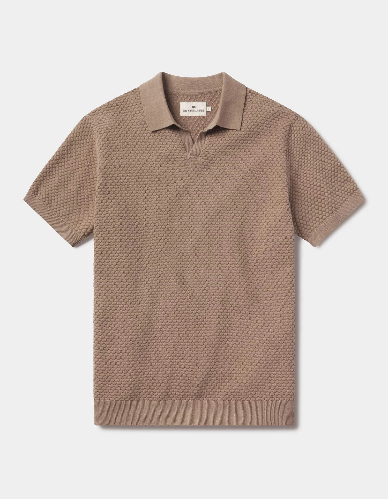 Robles Knit Jacquard Polo in Taupe | The Normal Brand