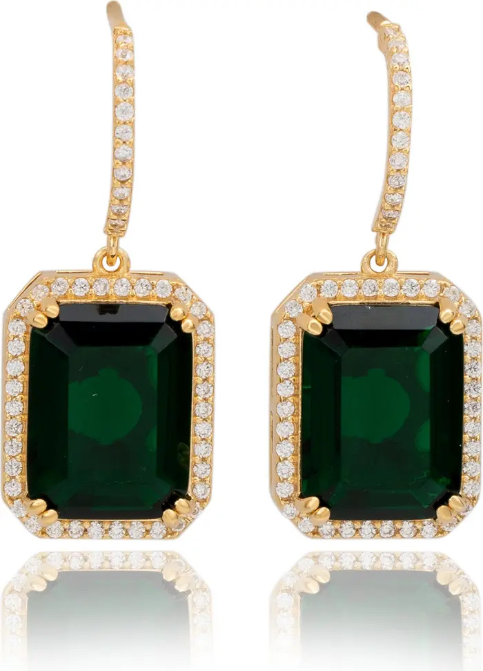 SUZY LEVIAN Emerald Cut Cubic Zirconia Halo Drop Earrings | Nordstromrack | Nordstrom Rack