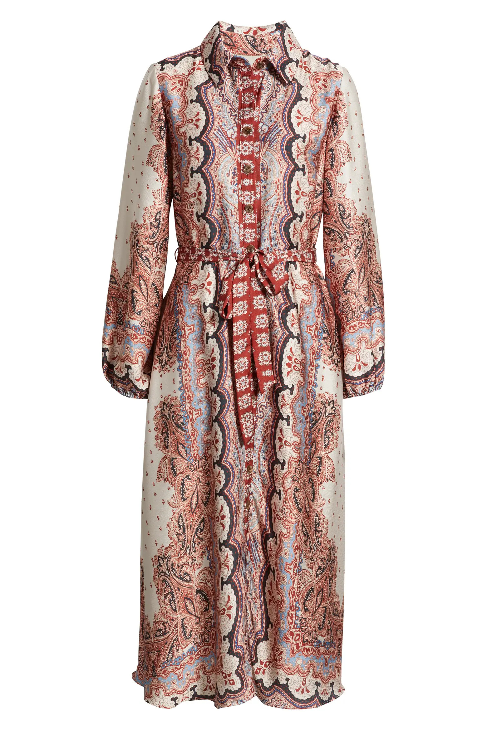 Mixed Paisley Long Sleeve Midi Shirtdress (Women) | Nordstrom | Nordstrom