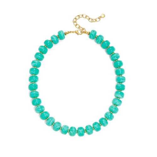 HolidayQbee Beaded necklace for Women Boho Bead Gemstone Chunky Necklace Big Mint Green Bead Necklace Fashion Trendy Summer Colorful Beaded Necklaces Jewelry Gifts | Amazon (US)