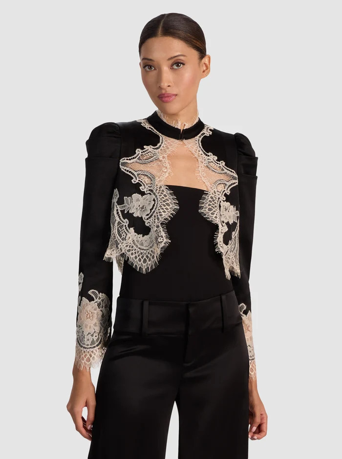THOMASINA LACE TRIM JACKET | Alice + Olivia