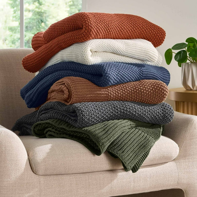 Better Homes & Gardens Cream Cotton-Blend Chunky Knit Throw, 50" x 60" | Walmart (US)