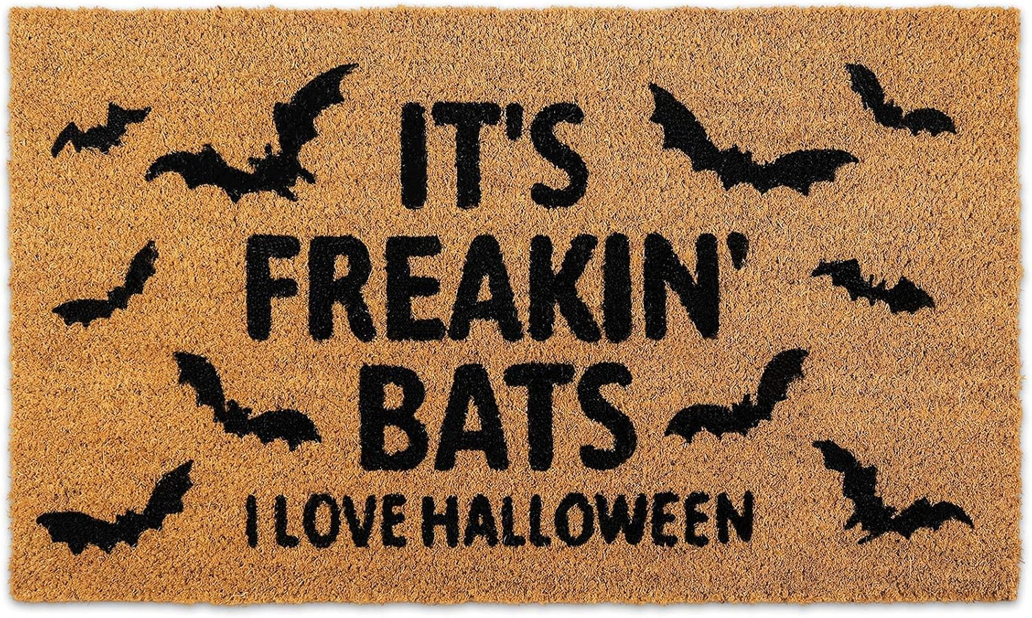 AnyDesign Halloween Natural Coir Outdoor Doormat It's Freakin Bats I Love Halloween Door Mat Non-Slip Floor Mats Entrance Door Rug for Halloween Front Door Outdoor Bathroom Porch Decor, 16.5 x 29 Inch | Amazon (US)
