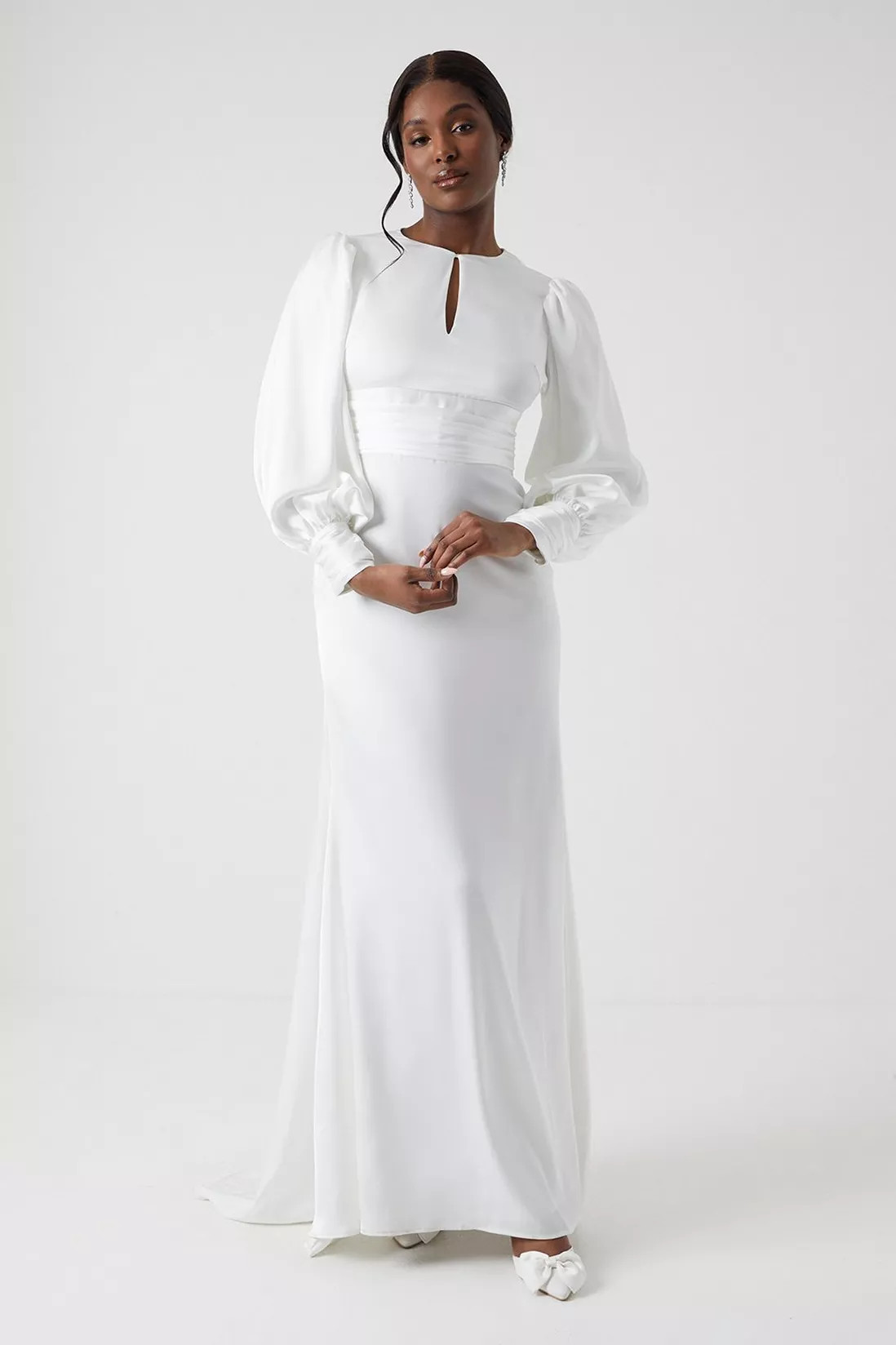 Dresses | Long Sleeve Keyhole Satin Wedding Dress With Train | Coast | Coast UK & IE