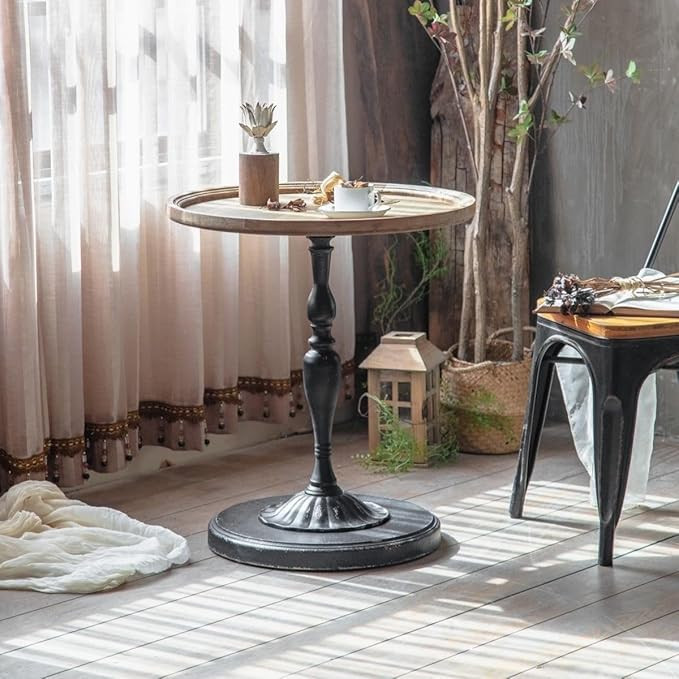 Tea Table, V-intage Round Side Table Small Corner Table for Living Room Balcony Coffee Table Bedr... | Amazon (US)